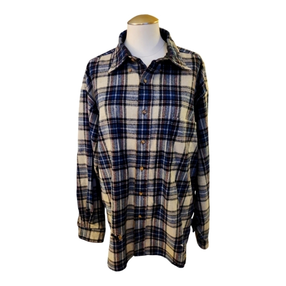 Vintage Pendleton 100% Virgin Wool Plaid Flannel Shirt – Size XL, Made in USA